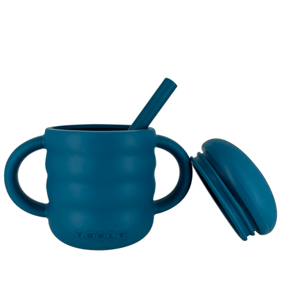 Rietjesbeker Siliconen - Rietjesbeker Bubble Marine Blauw - Youly