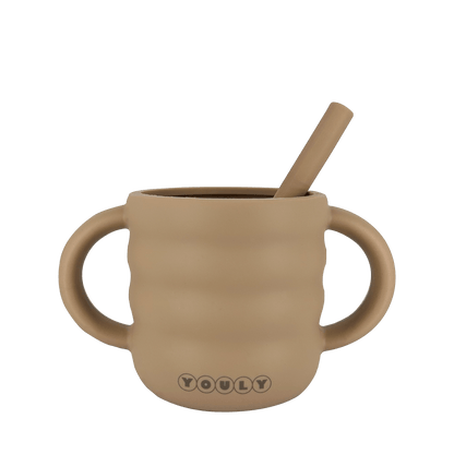 Rietjesbeker Siliconen Kind - Rietjesbeker Bubble Urban Taupe - Youly
