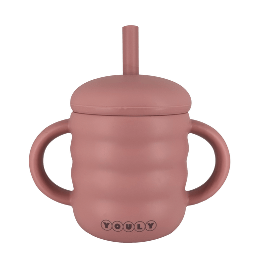 Rietjesbeker Baby Siliconen - Rietjesbeker Bubble Vintage Roze - Youly