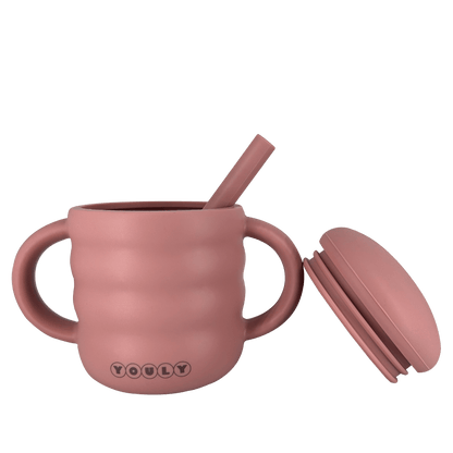 Rietjesbeker Baby Siliconen - Rietjesbeker Bubble Vintage Roze - Youly