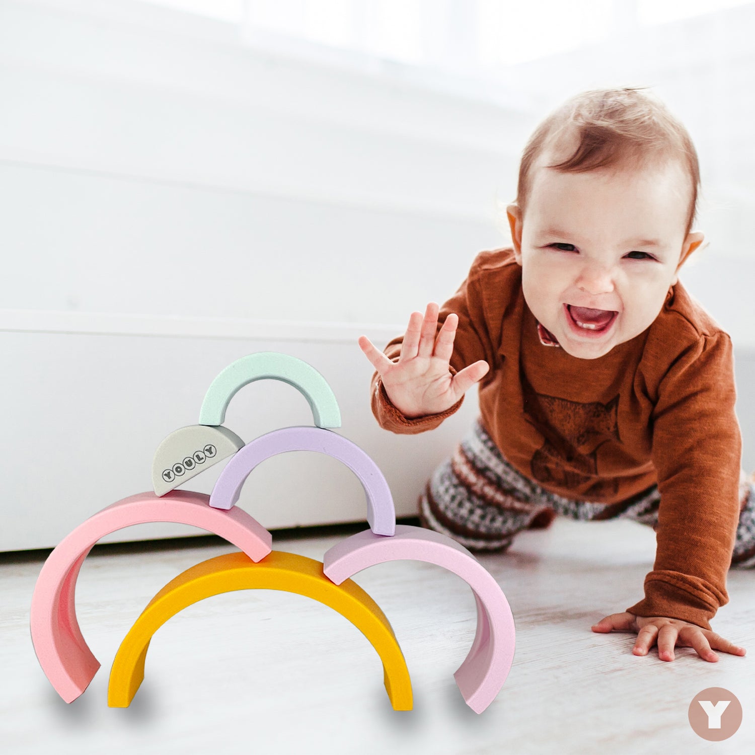 Montessori Regenboog Pastel - Veilig Speelgoed voor Kinderen - Youly